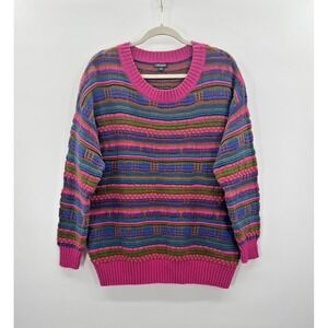 Wild Fable Womens XXL 3D Knit Sweater Pullover Crewneck Teacher Multicolor Bold